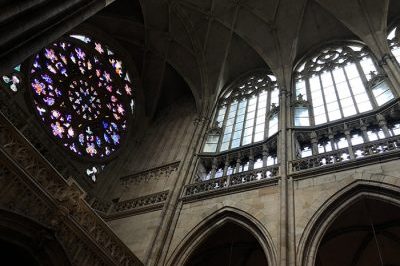 Circle Stained glass window in European church