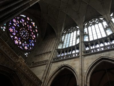 Circle Stained glass window in European church