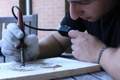 Student woodburning