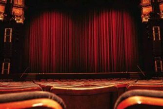 closed curtains on stage