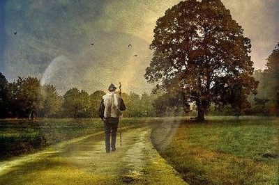 Man walking down road