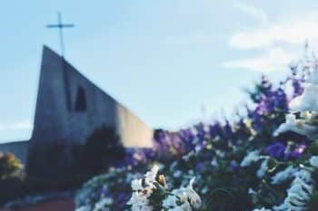 Flowers with Christ the King Chapel in Background