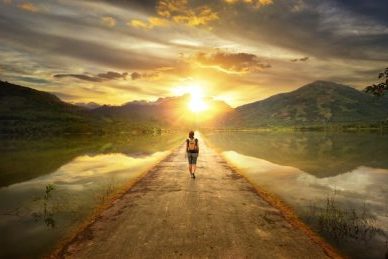 walking on road in the middle of a lake