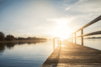 Dock with the sun over it